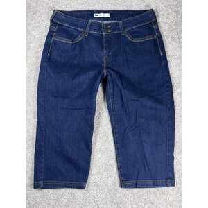 Levis Womens Dark Wash Denim Capri Jeans Size 16 W33 Flap Pockets Stretch Blue